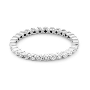 Stone and Strand White Gold White Diamond Bezel Eternity Band  - Size 6